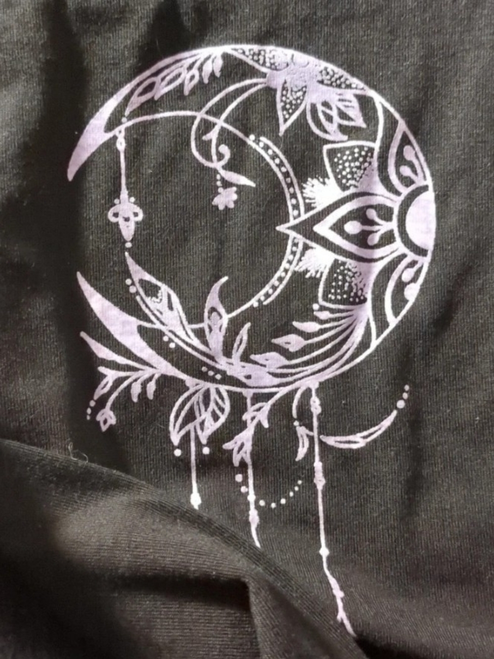 Black Leggings Sun/Moon/Lace Size Large - Picture 9 of 10